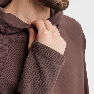 Target ALL IN MOTION heavy waffle knit hoodie athleisure sweatshirt sz M brown